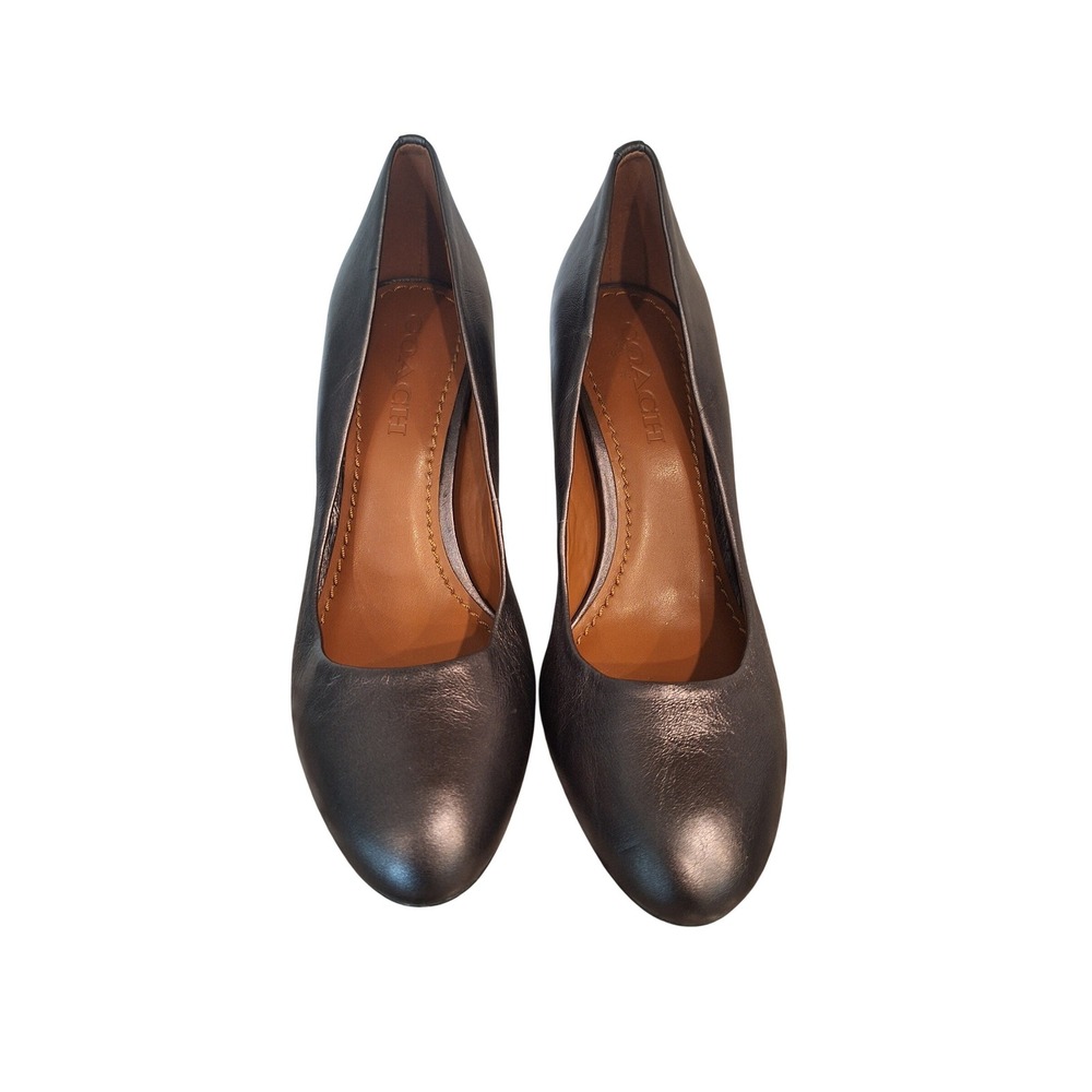 Women's‎ COACH Sz 8B Gray Metallic heel flats